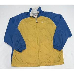 Vintage 90s Nike Windbreaker Jacket Color Light Blue Yellow Large Swoosh READ